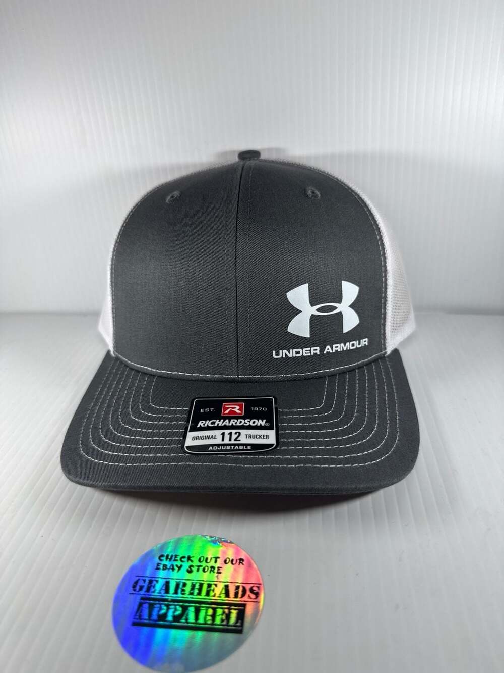 Richardson 112 Under Armour logo Trucker Hat Charcoal/ White Snapback